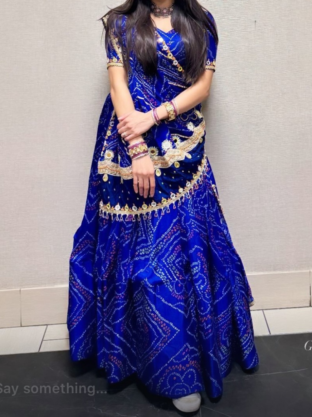 Royal Blue Embellished Lengha Set